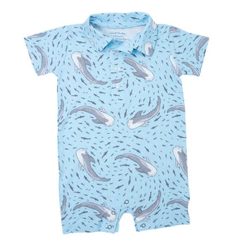 Swirling Sharks Polo Romper