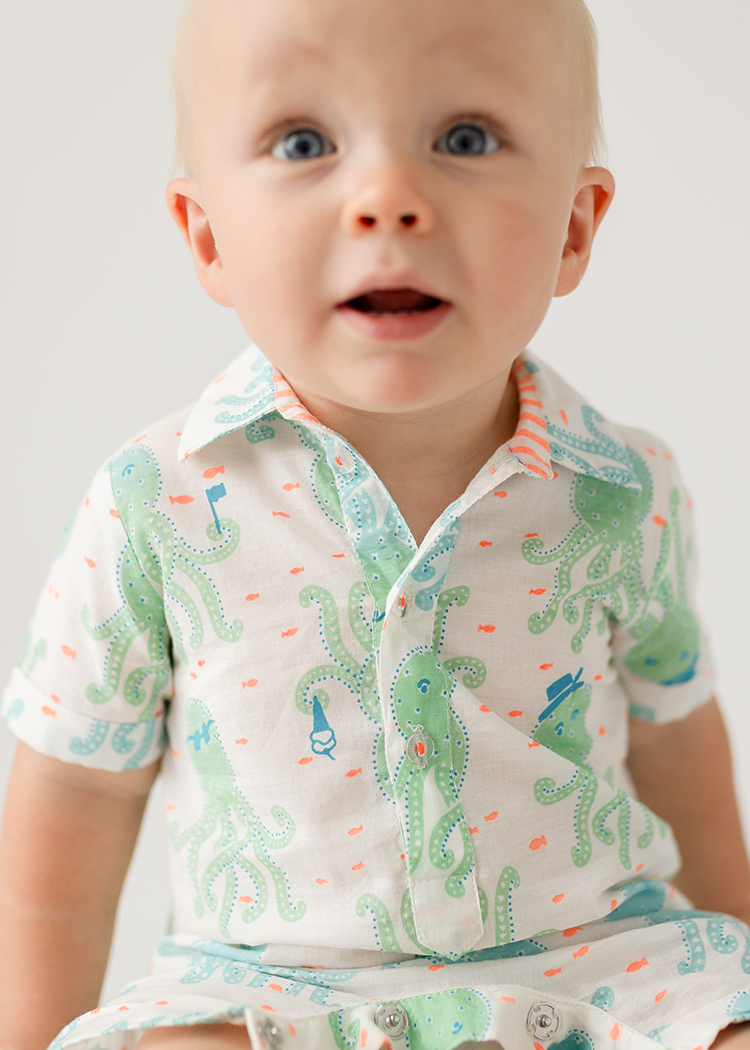 Lucas Romper - Octopus Blue