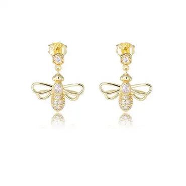 Bee CZ Dangle Earrings