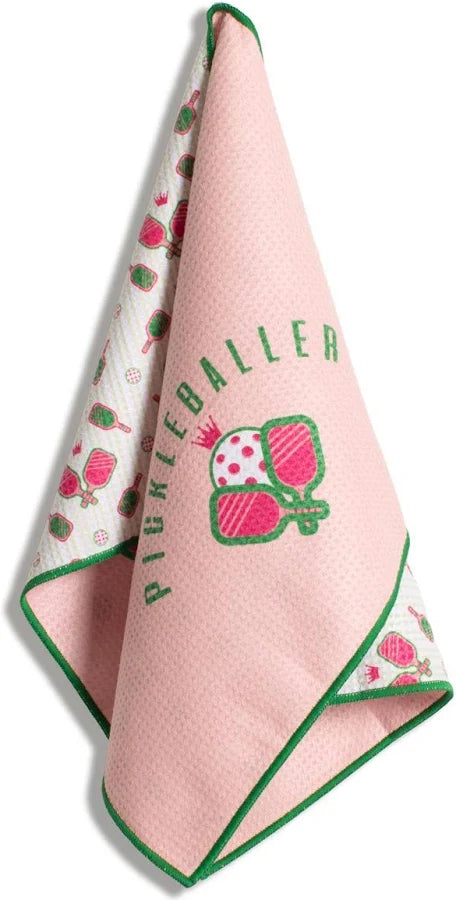 Pickleball Waffle Sports Towel Pink/Green