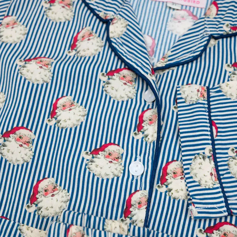 Navy Striped Vintage Santa Pajamas