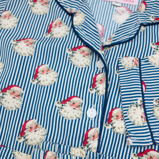 Navy Striped Vintage Santa Pajamas
