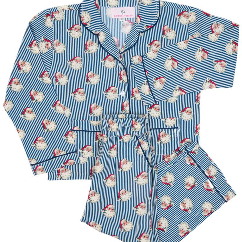 Navy Striped Vintage Santa Pajamas