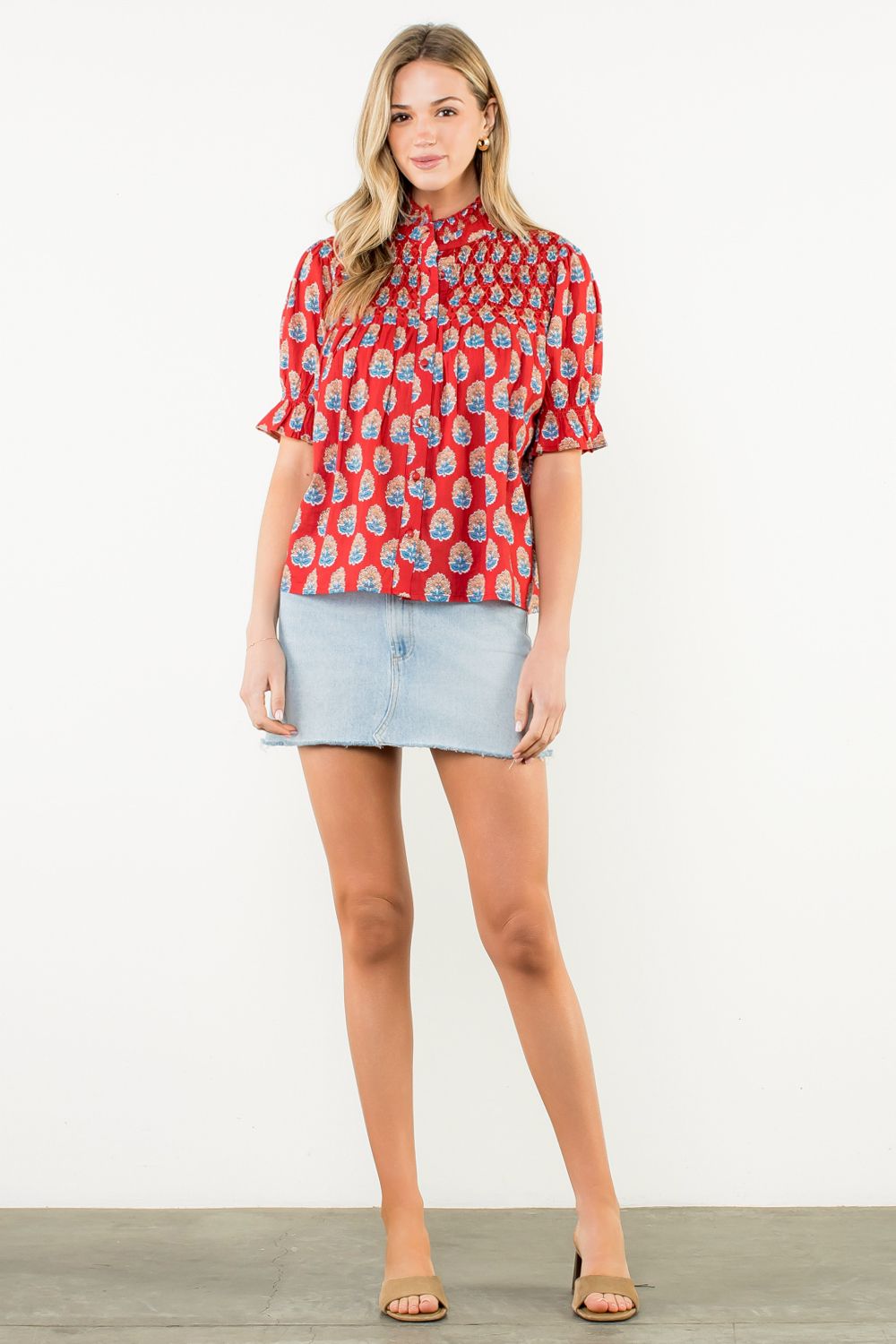 Flutter Sleeve Floral Detail Top