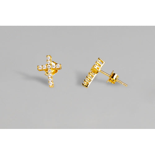 Saint Gold Cross Earrings