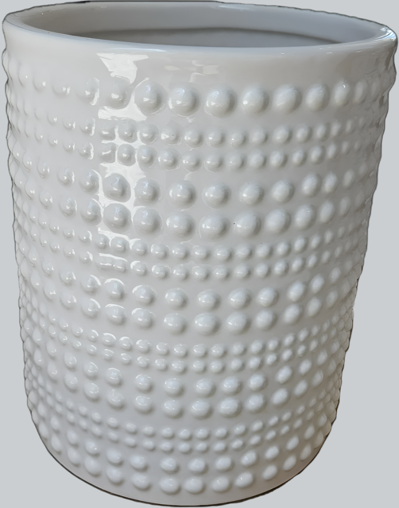 6.75 Inch White Dots Utensil Vase