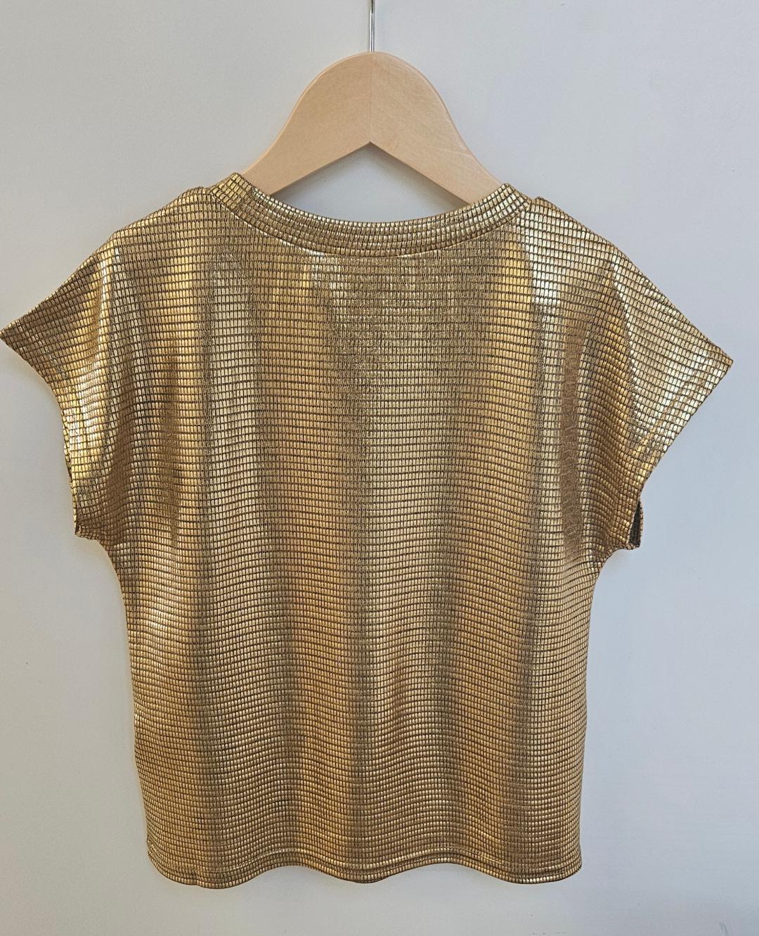 Girls Gold Sequin Knitted Tee