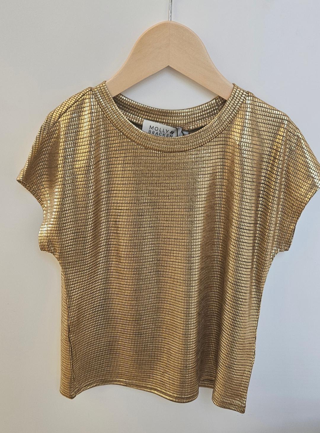 Girls Gold Sequin Knitted Tee