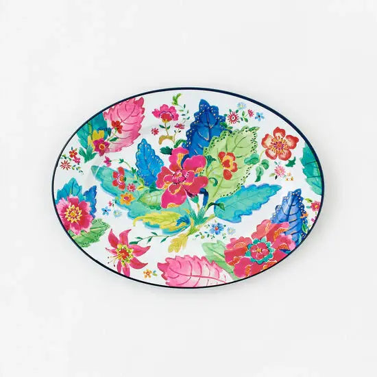 Tobacco Leaf Enamel Oval Platter - 17"