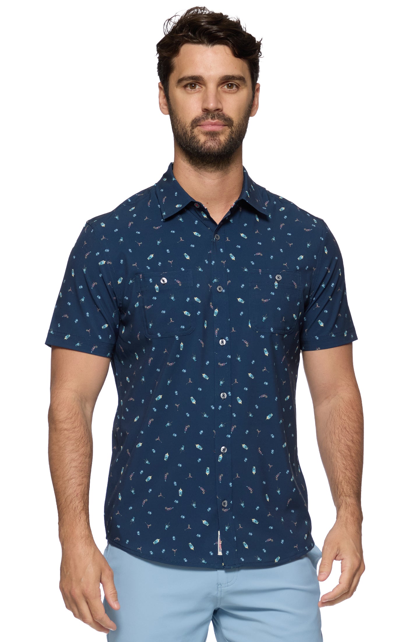 Kenton Drink Print Performance Button Down