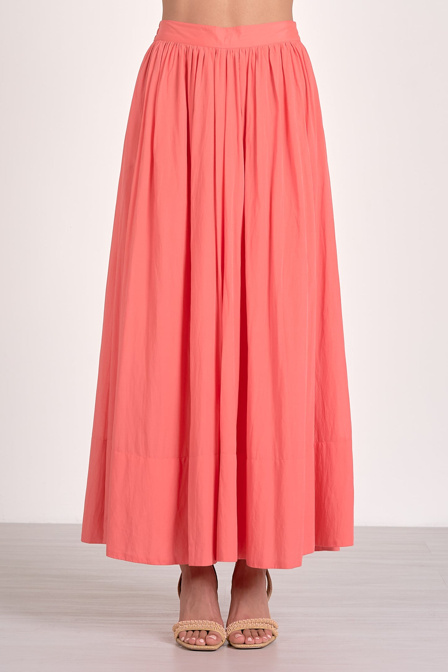 Coral Pleated Skirt