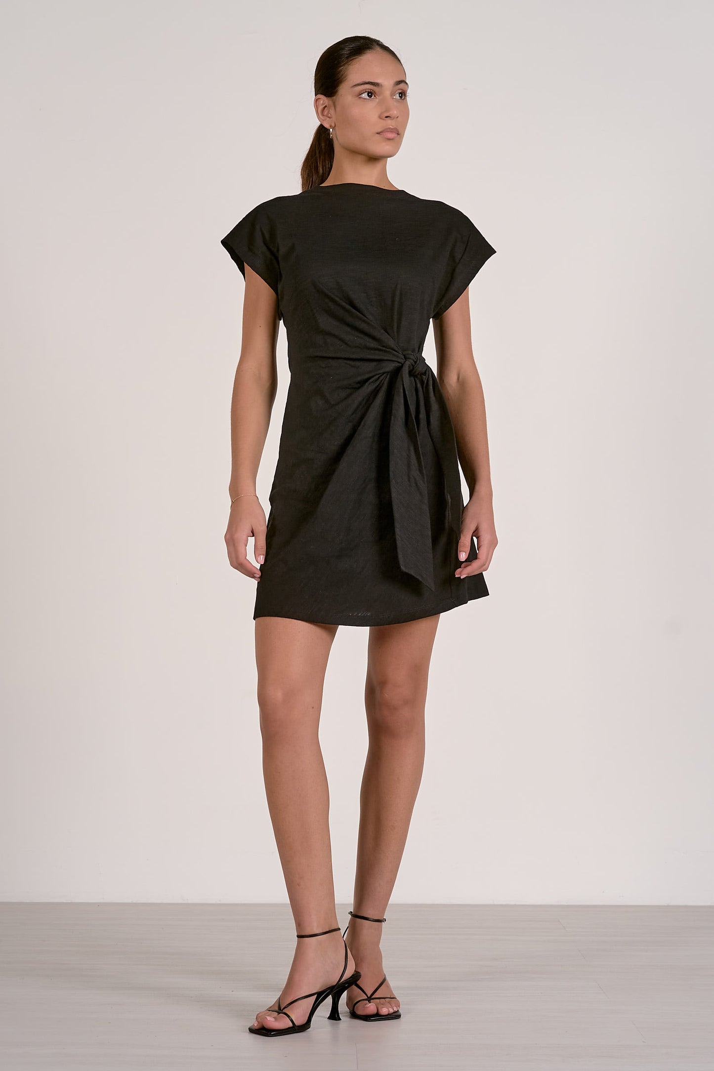 Front Tie Mini Dress - Black
