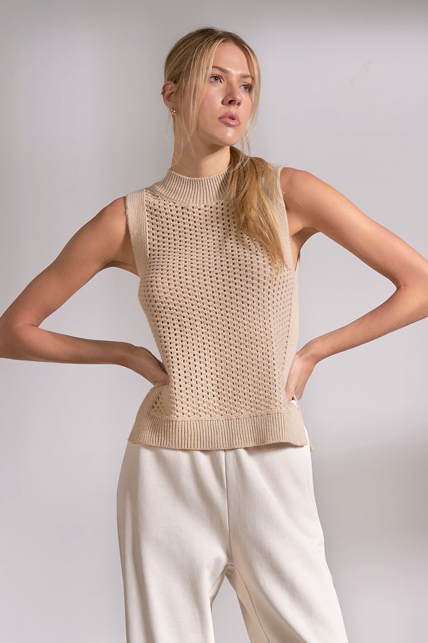 Sand Sleeveless Sweater