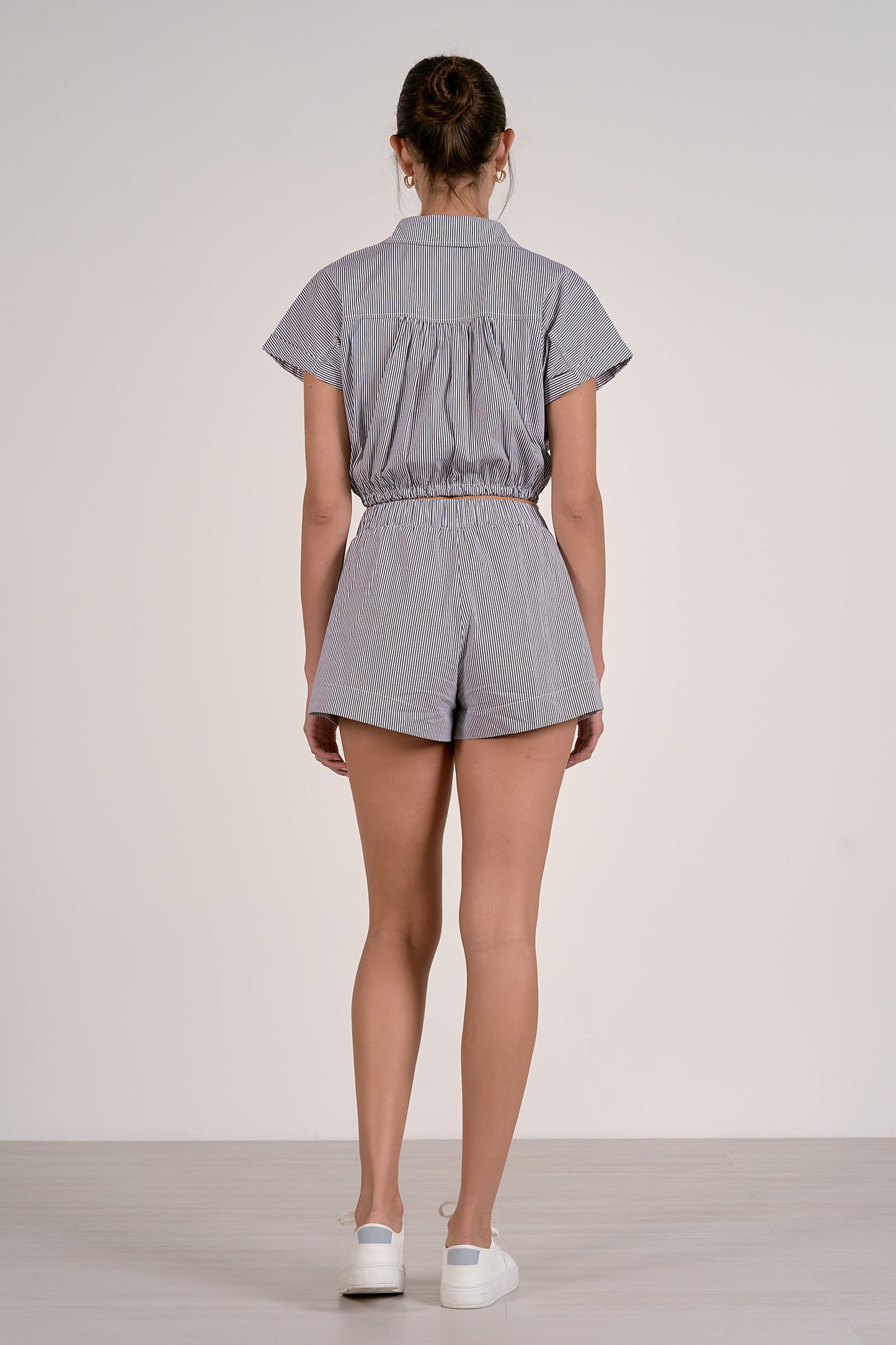 Striped Linen Shorts - Dark Navy