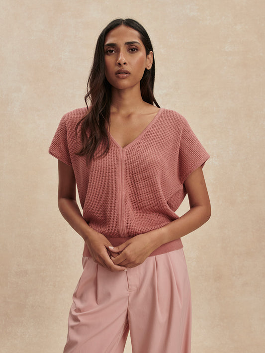 Ashford Knit Top- Ash Rose