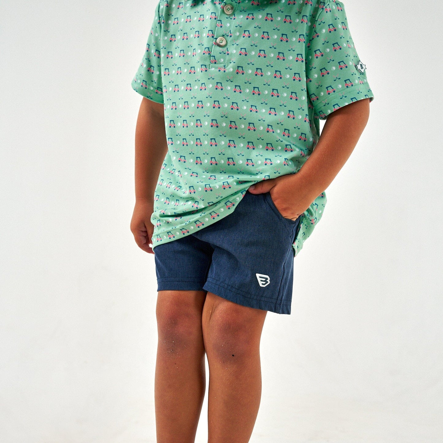 Youth Athletic Shorts - Heather Navy/ American Flag Liner