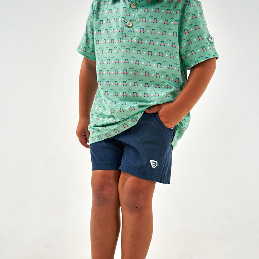 Youth Athletic Shorts - Heather Navy/ American Flag Liner
