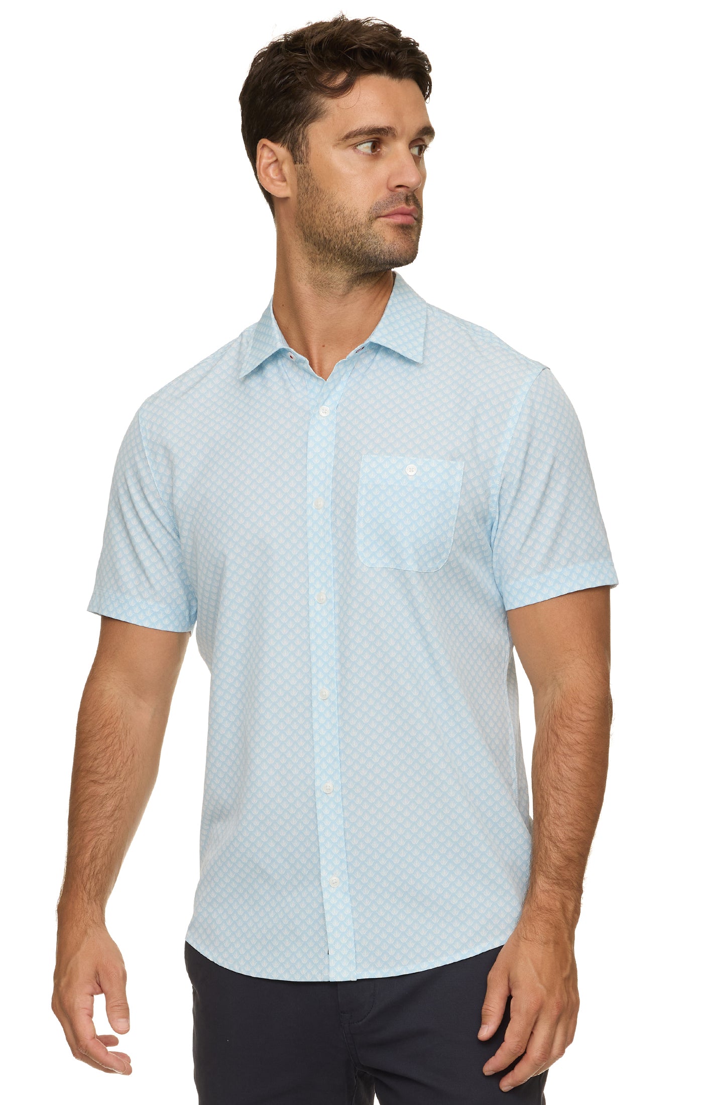 Fridley Agave Print Seersucker Performance Shirt