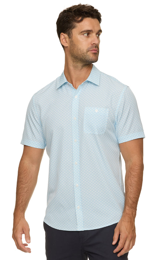 Fridley Agave Print Seersucker Performance Shirt