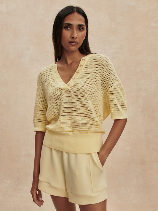 Callie Short Sleeve Knit Top - Anise Flower