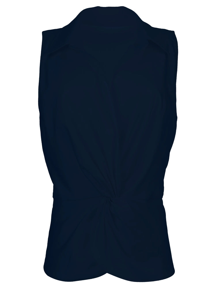 Sara Sleeveless Top w/ Twisted Bottom - Navy