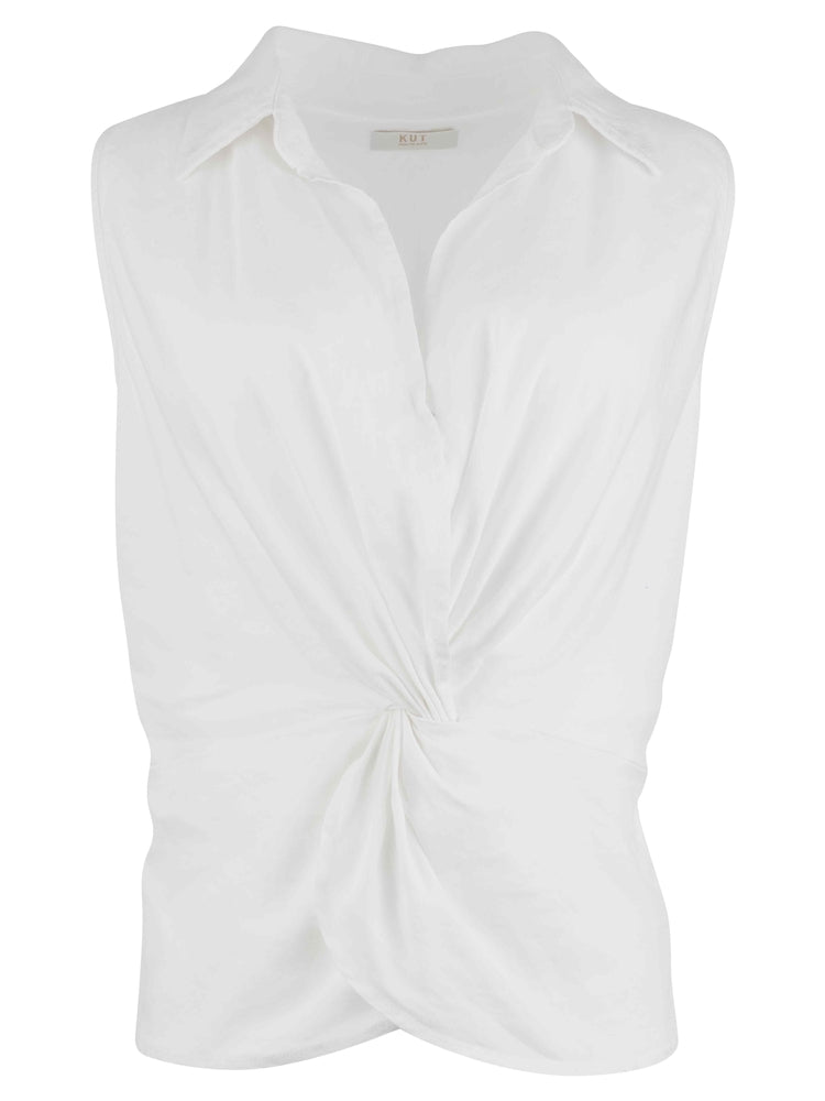 Sara Sleeveless Top w/ Twisted Bottom - White