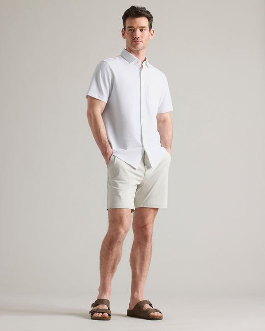 Commuter Seersucker Short Sleeve Shirt - White