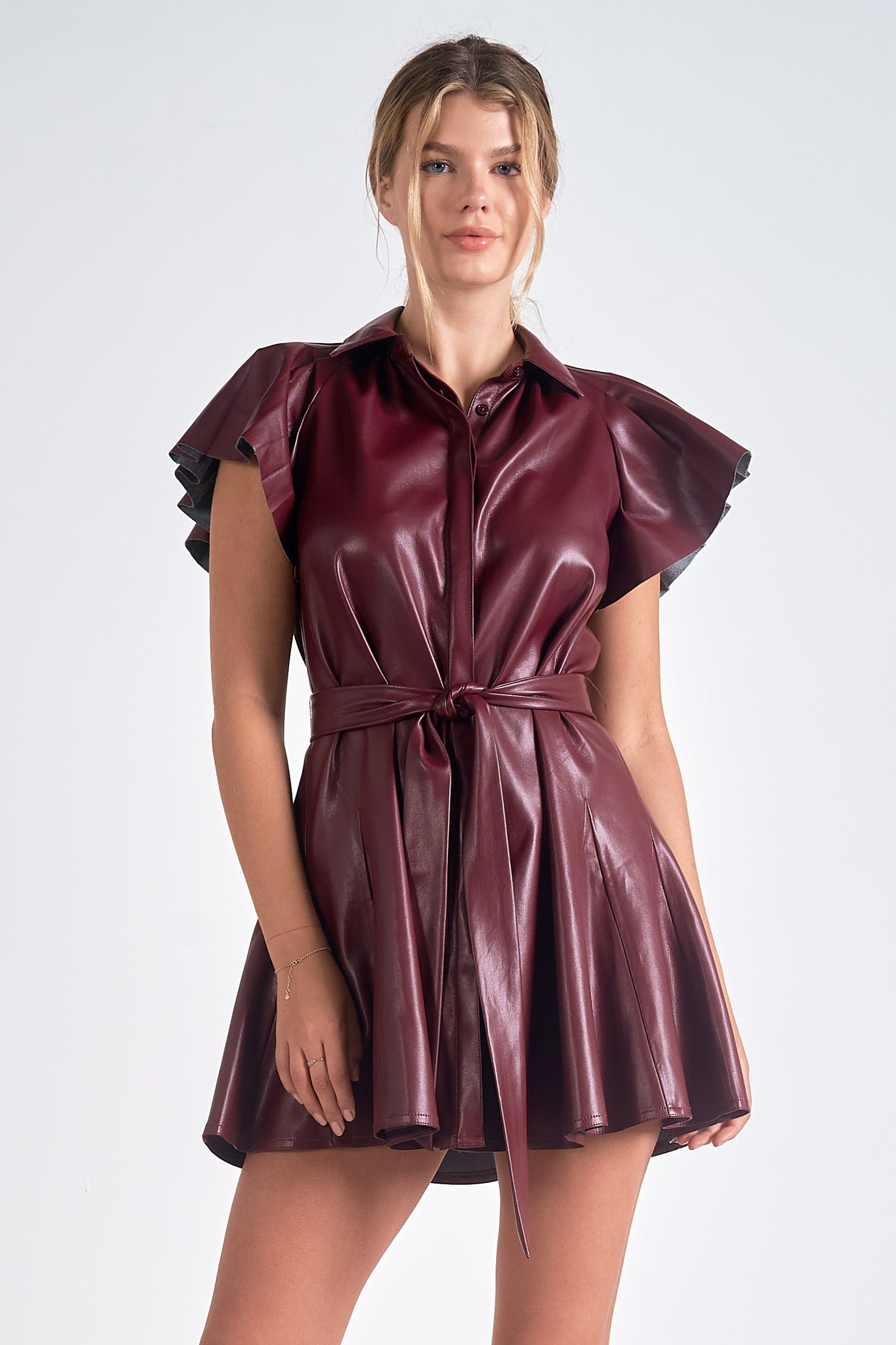 Burgundy Vegan Dress - Elegant & Eco-Friendly Fashion