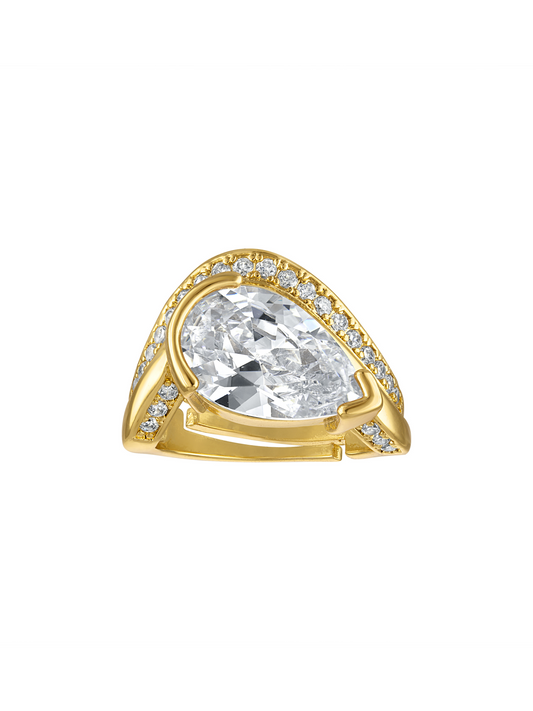 Dahlia Teardrop Adjustable Ring
