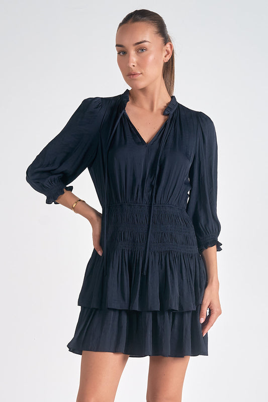 Navy Ruched Waist Dress