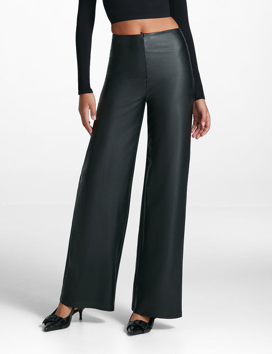 Faux Leather Wide Leg Pant