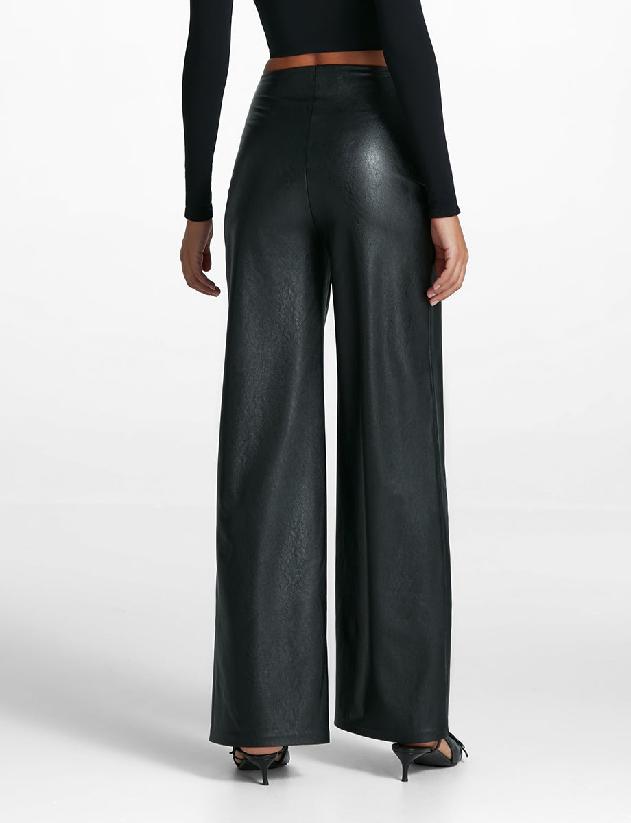 Faux Leather Wide Leg Pant