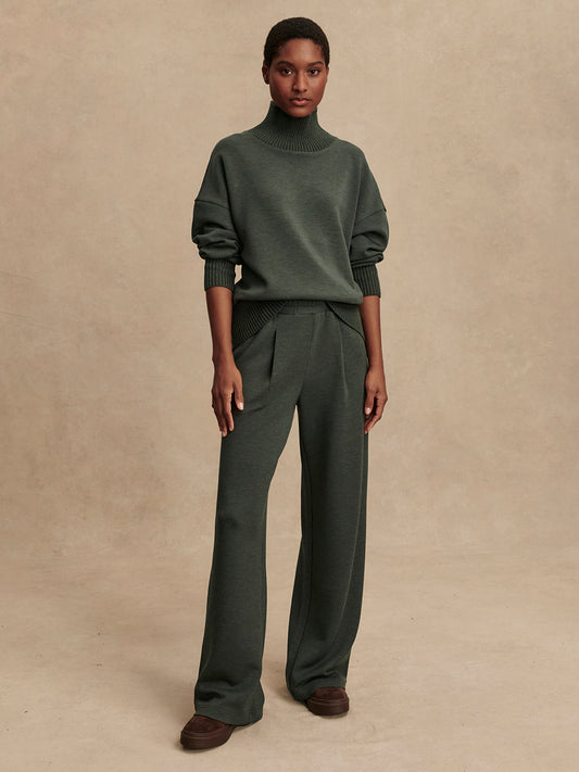 The Extra Wide Leg Pant 29.5 - Olive Marl
