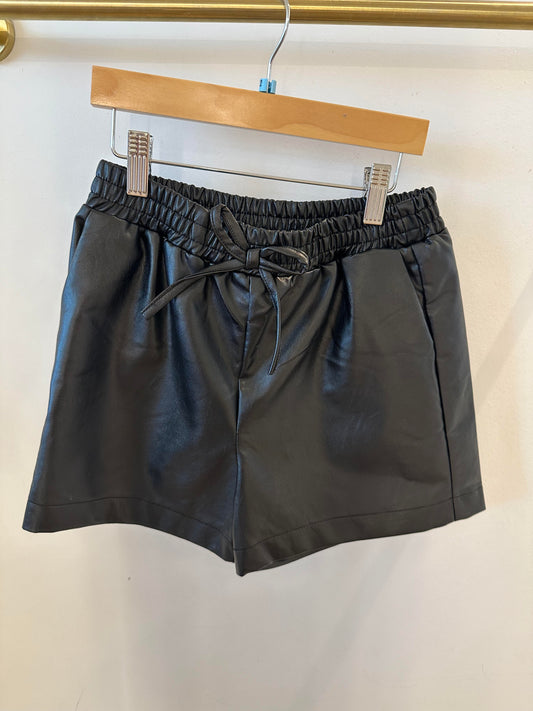 Black Vegan Leather Shorts