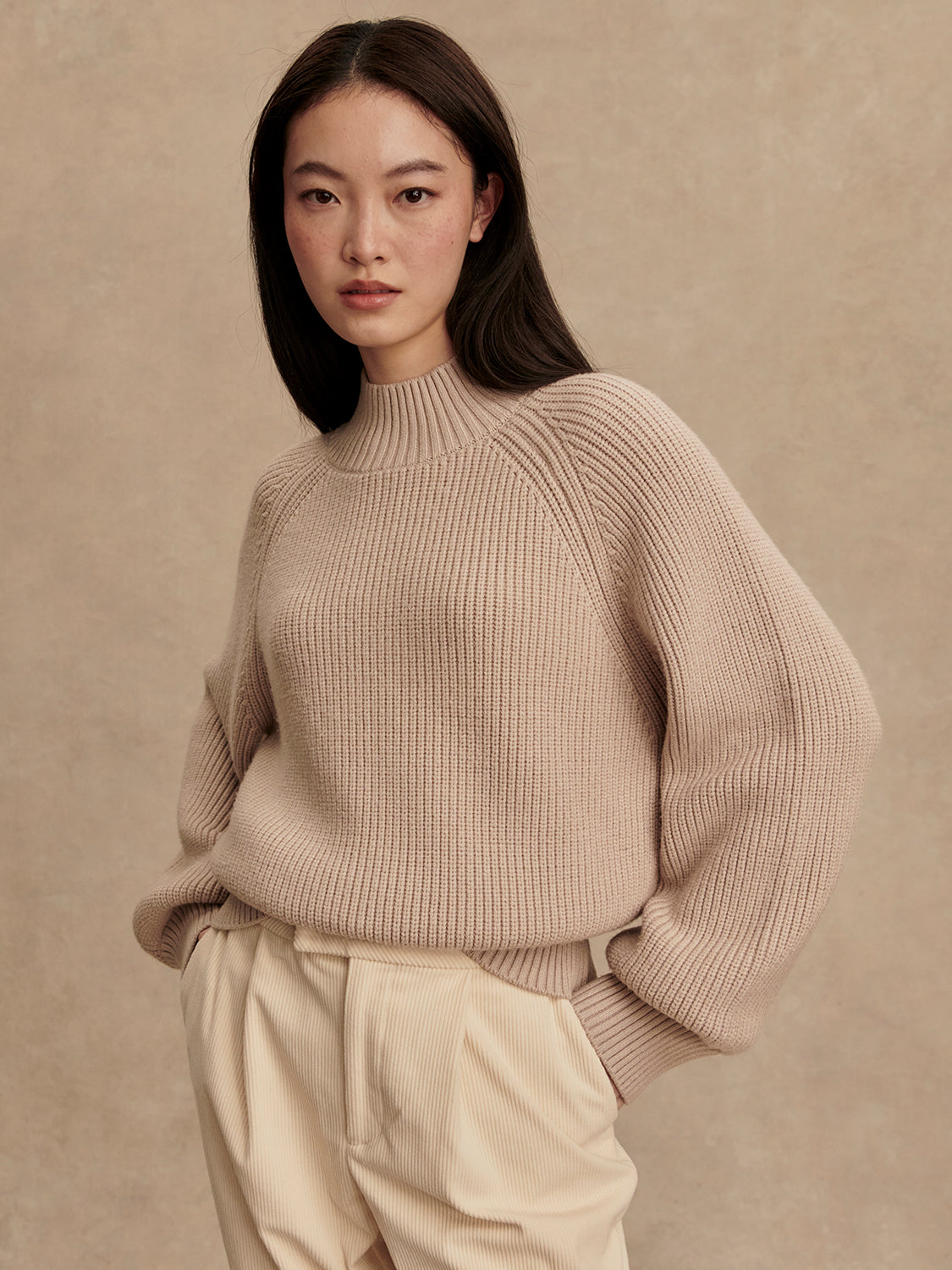 Martina High Neck Ribbed Sweater
