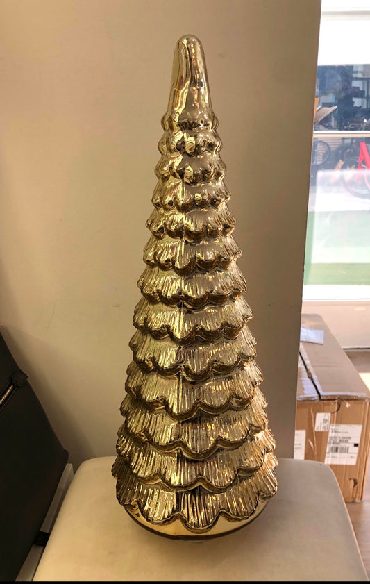 Glass Lighted Christmas Tree in Gold