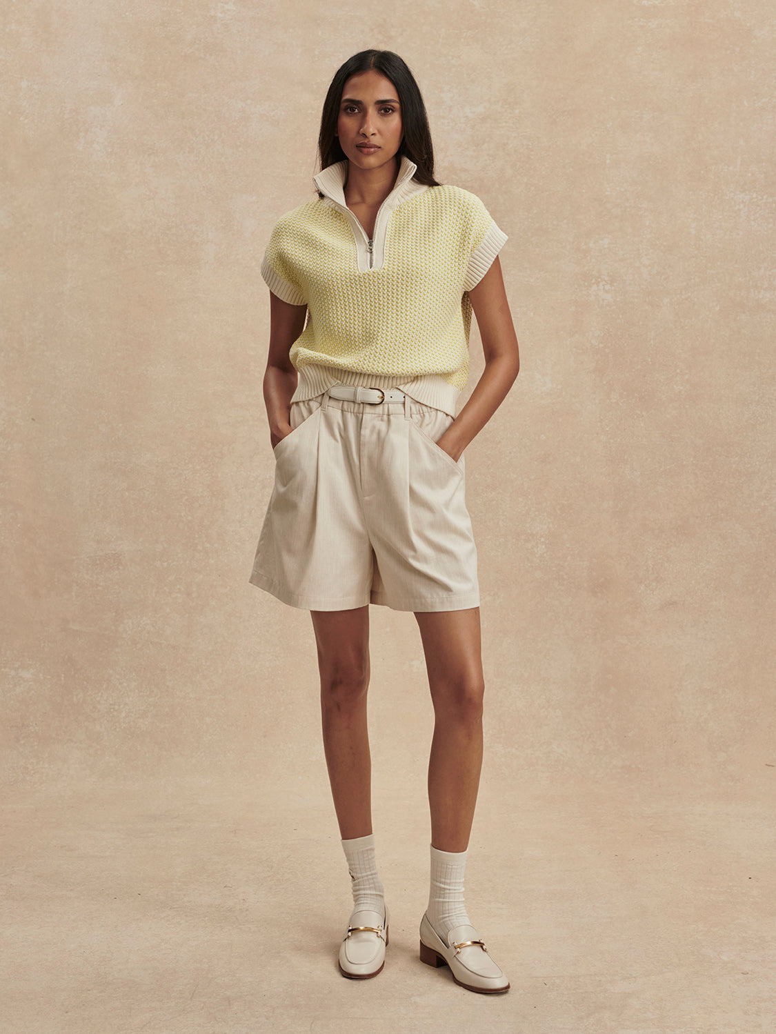 Fowley Knit Top - Snow White/ Limeade