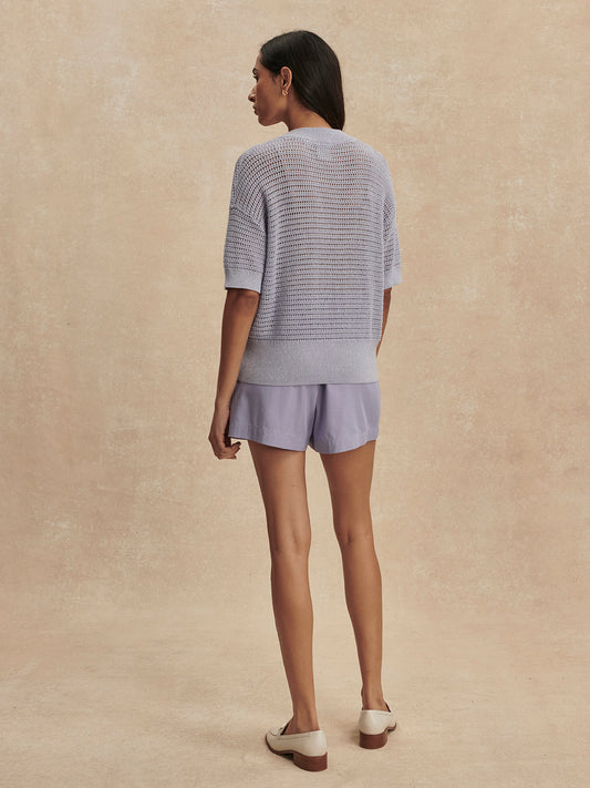 Callie Short Sleeve Knit Top - thistle down