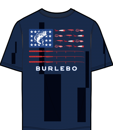 Youth Short Sleeve Fishing USA - Heather Navy