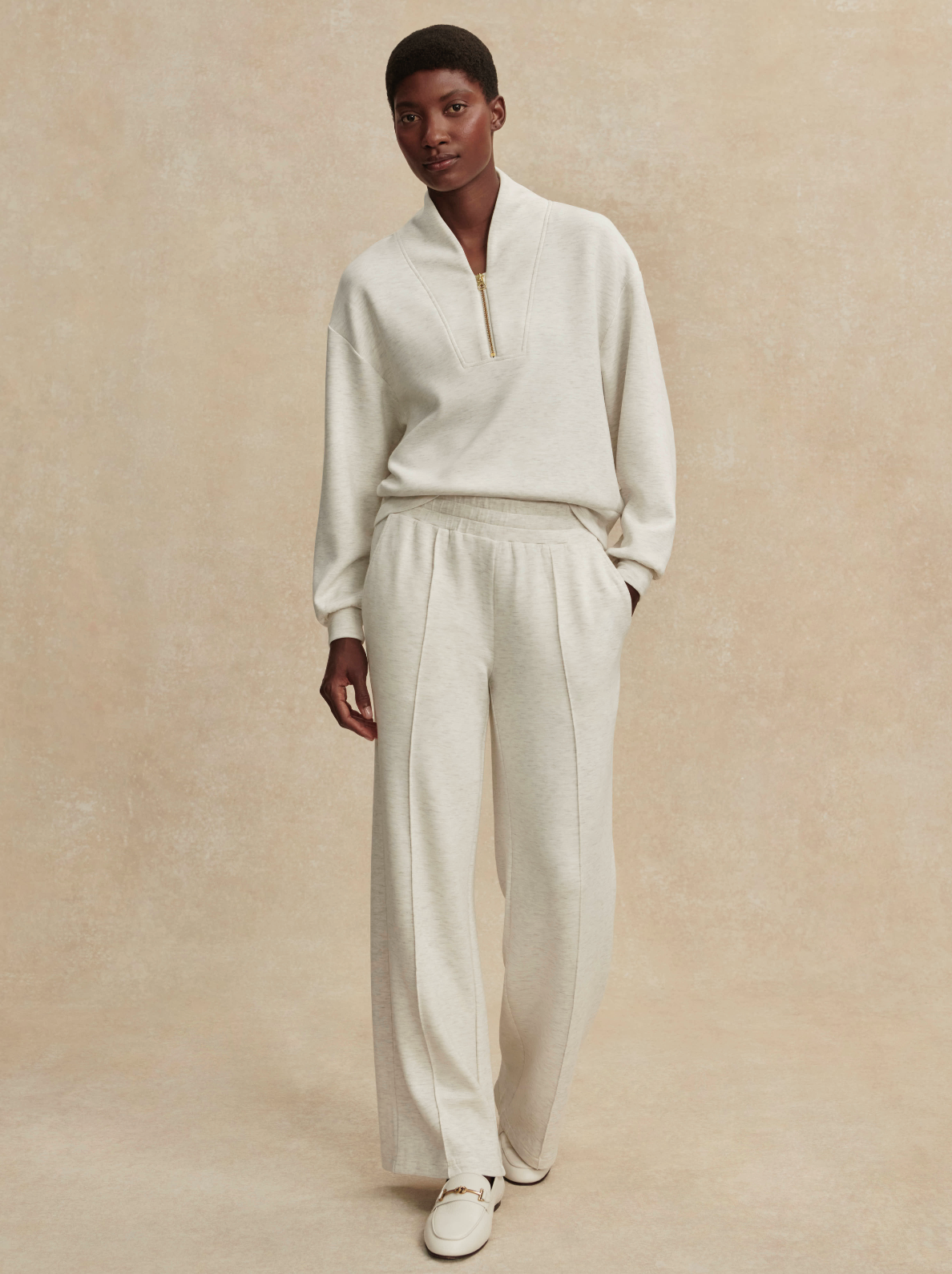 The Wide Leg Pant 30 - Ivory Marl