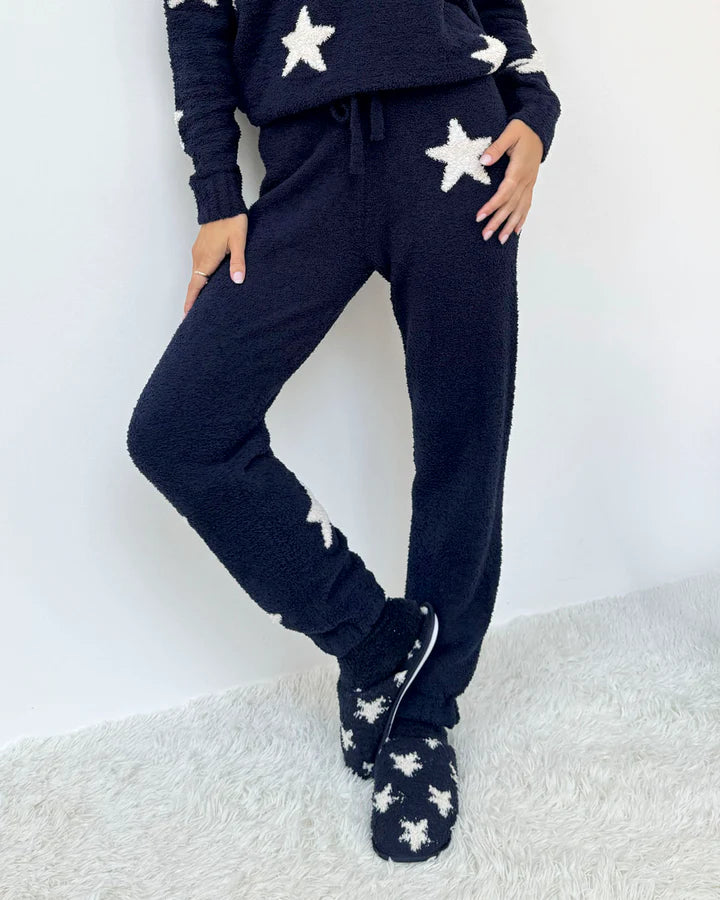Fuzzy Sweater Set - Navy Oat Stars