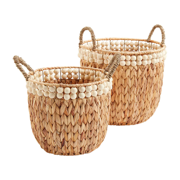 Mudpie Beaded Hyacinth Basket