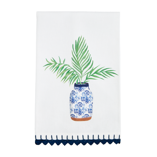 Plant Blue Trim Towel