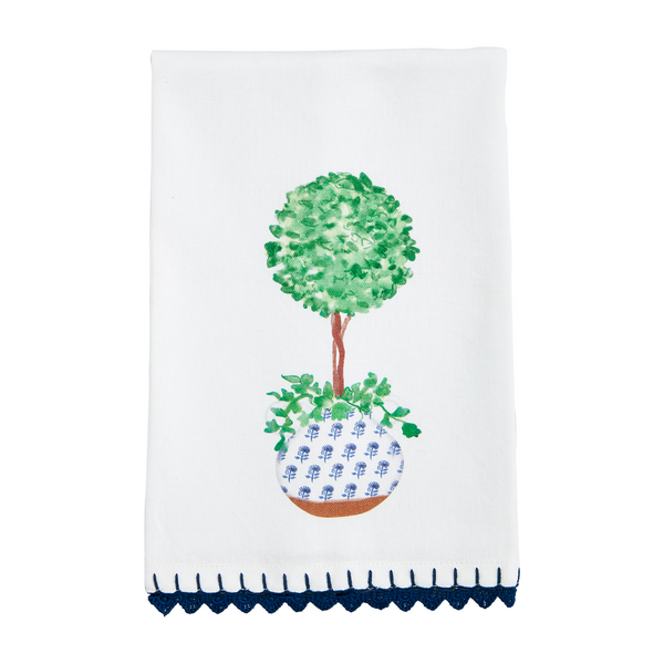 Plant Blue Trim Towel