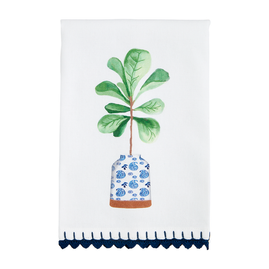 Plant Blue Trim Towel