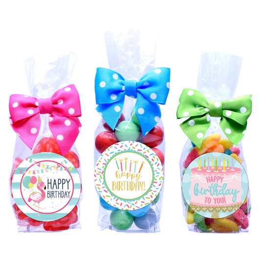 Candy Bags - Happy Birthday Asst #1 - Large - 12 Bags
