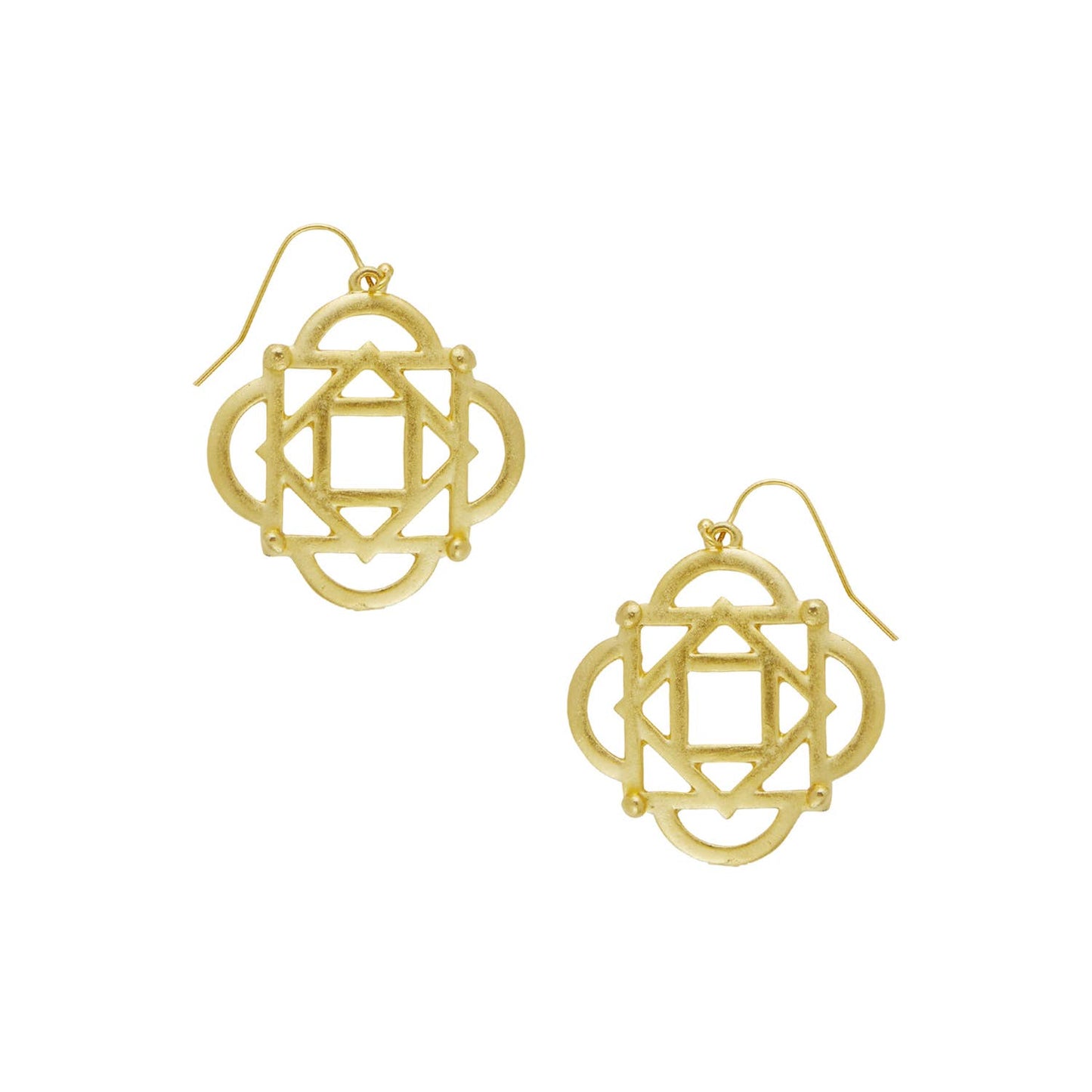 Gold Curved Square Cut-Out Wire Earrings