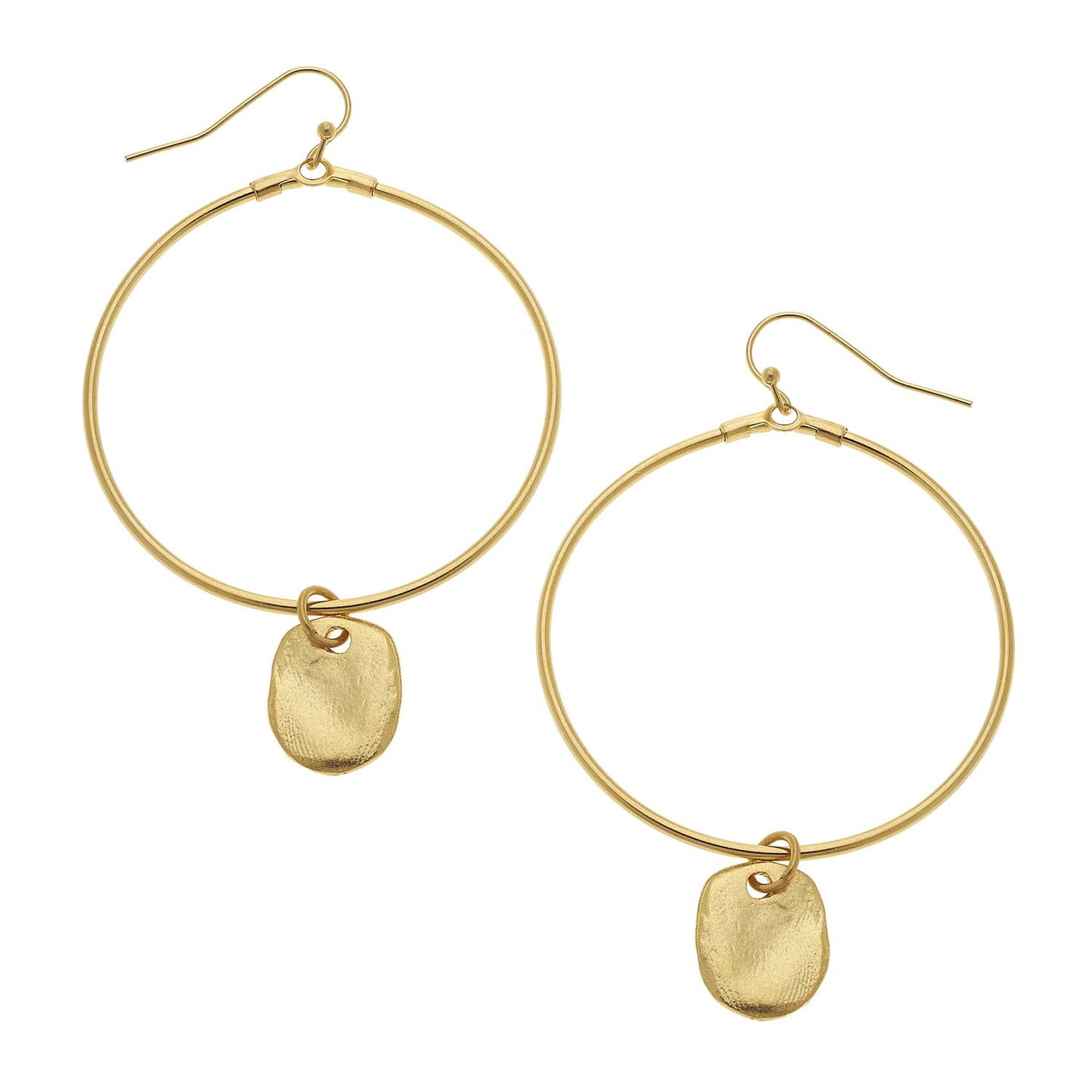 Gold Oval and Round Hoop Earrings