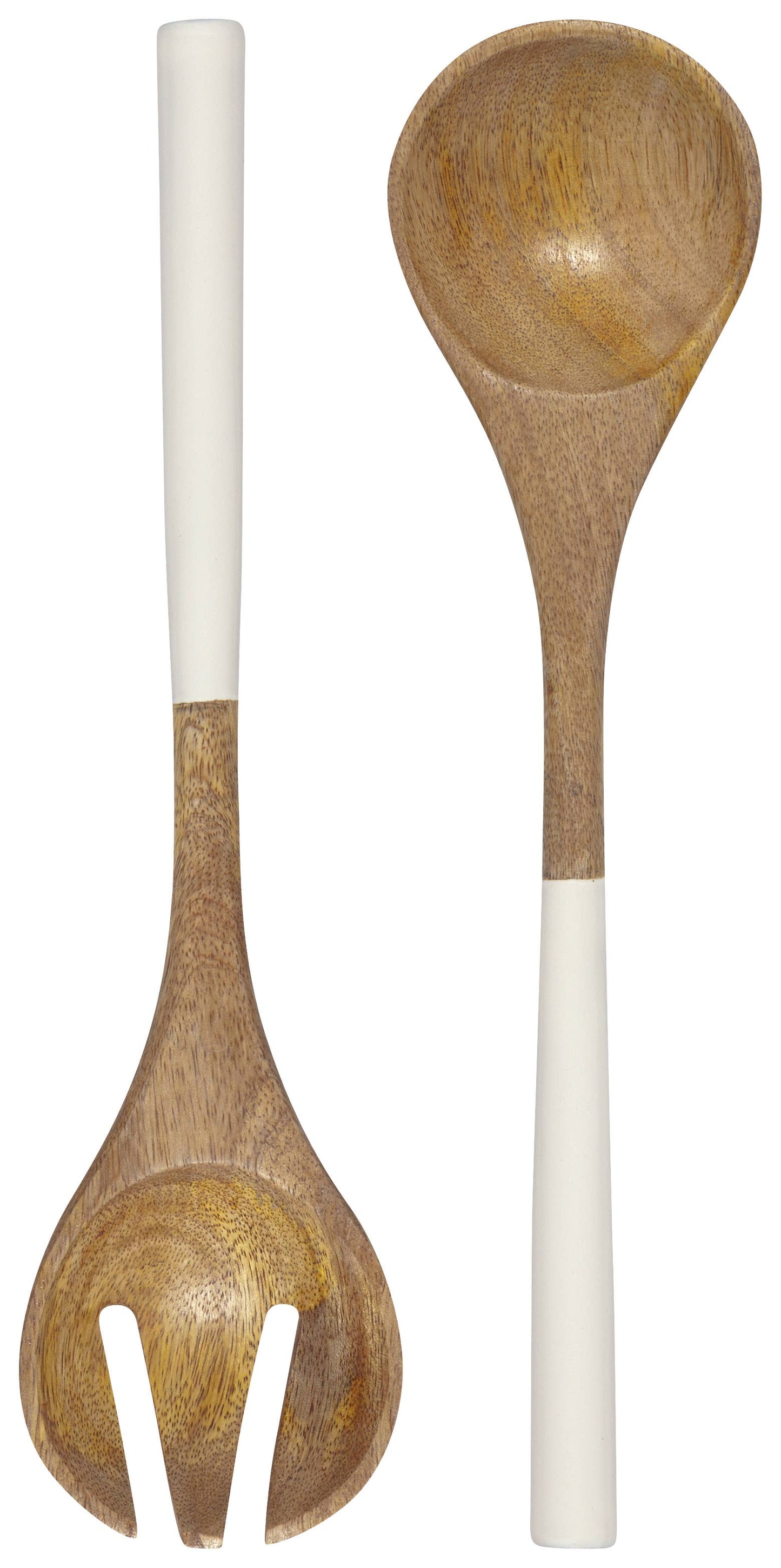 White Mango Wood Salad Servers Set of 2