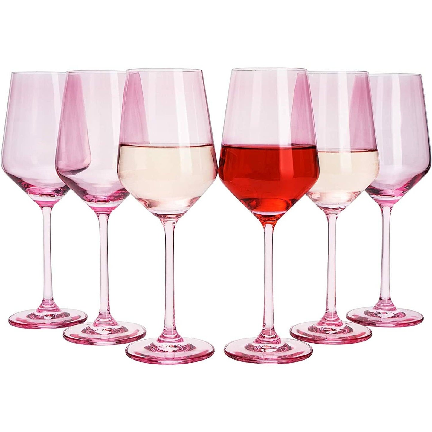 Pink Colored Wine Glass - 12 oz Hand Blown